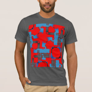 Blue Charcoal Red Diagonal Abstract MCM-geïnspiree T-shirt