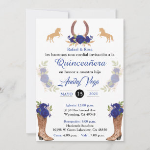 Blue Charro Invitation Mexican Western Invitation. Kaart