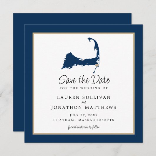 Blue Chatham Cape Cod Carte Mariage Enregistrer la (Devant / Derrière)