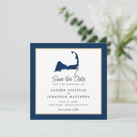 Blue Chatham Cape Cod Carte Mariage Enregistrer la (Debout devant)