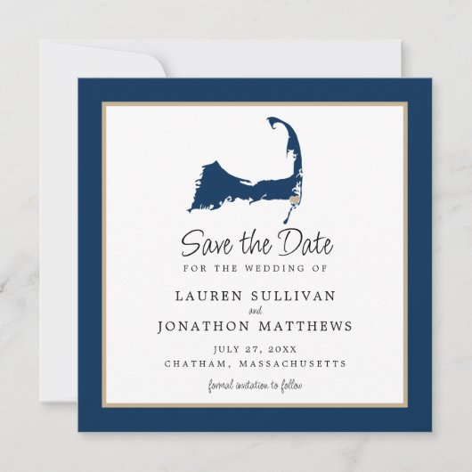 Blue Chatham Cape Cod Carte Mariage Enregistrer la (Devant)