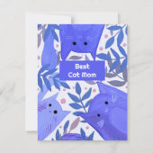 Blue Chats et branches Meilleur chat maman Carte d (Devant)