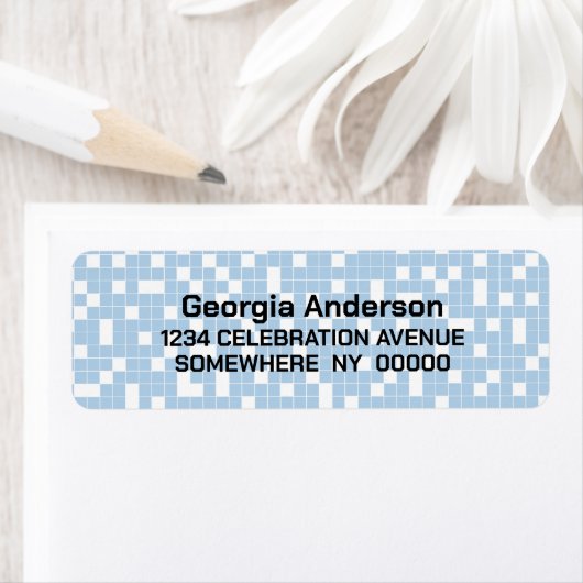 Blue Check Pattern Retouradres Etiket (Insitu)