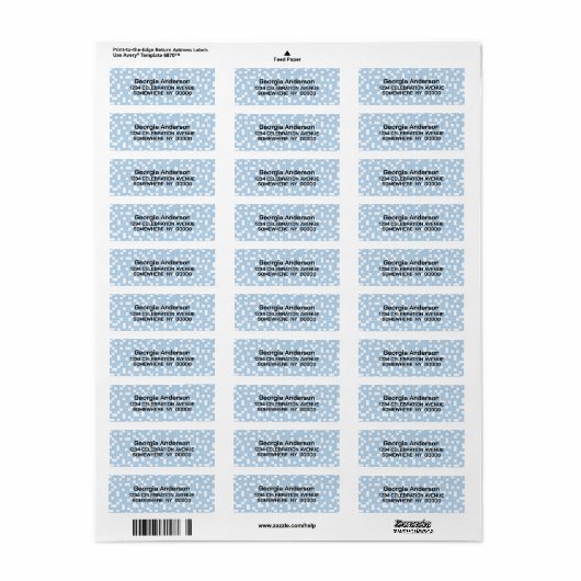 Blue Check Pattern Retouradres Etiket (Full Sheet)