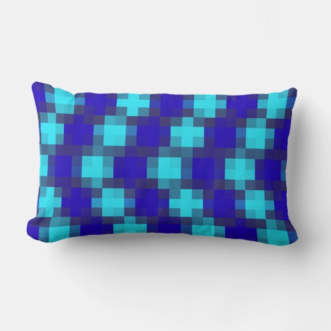 Blue Check Squares Pattern, Kussen (Voorkant)