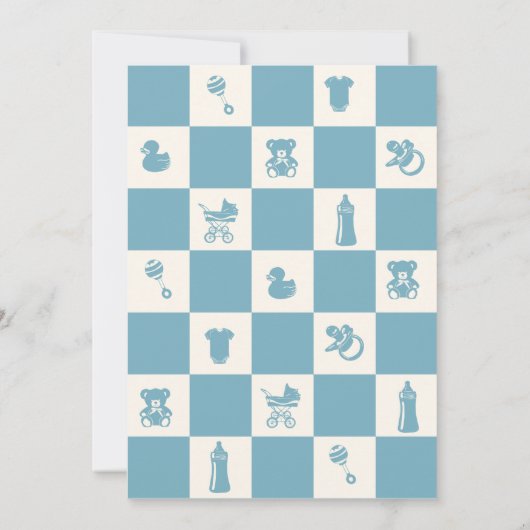 Blue Checked Baby shower Uitnodiging (Achterkant)