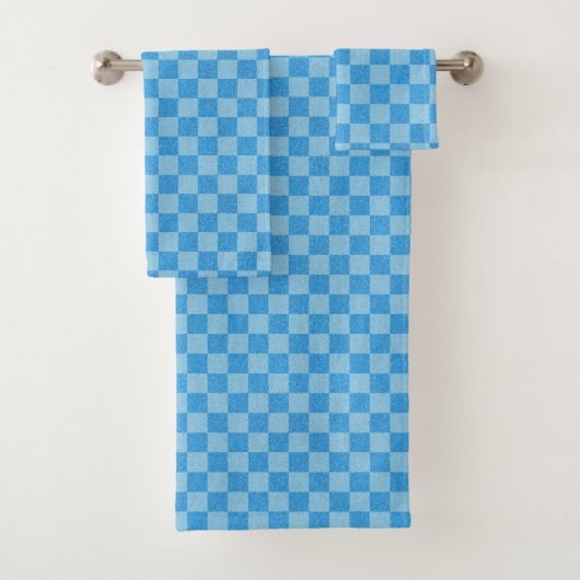 Blue Checker Glitter Bad Handdoek (Insitu)