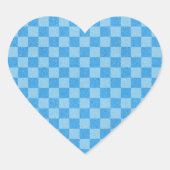 Blue Checker Glitter Hart Sticker (Voorkant)