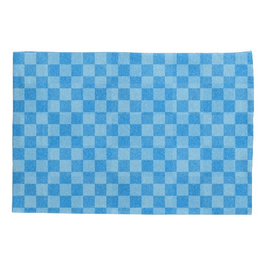 Blue Checker Glitter Kussensloop (Achterkant-Links)