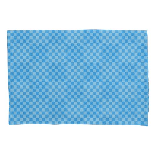 Blue Checker Glitter Kussensloop (Voorkant-Links)