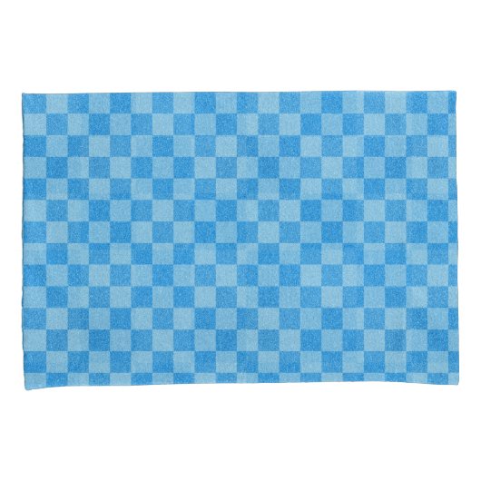 Blue Checker Glitter Kussensloop (Voorkant-Rechts)