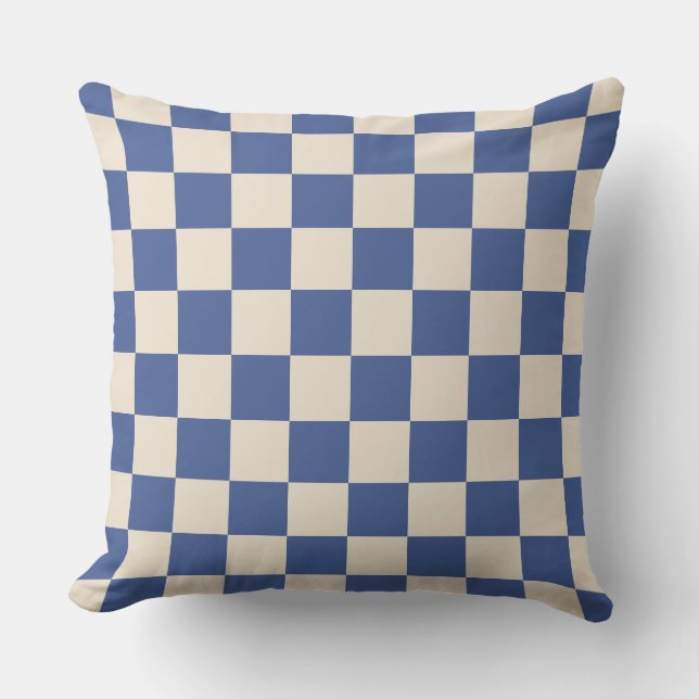 Blue Checkerboard en Pond Sierkussen (Voorkant)