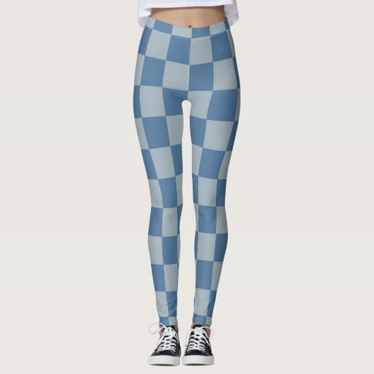 Blue Checkerboard Pattern Leggings (Voorkant)