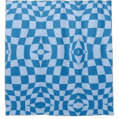 Blue Checkered Pattern Douchegordijn (Voorkant)