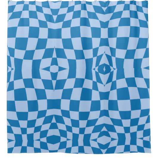 Blue Checkered Pattern Douchegordijn (Voorkant)