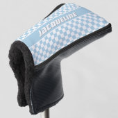 Blue Checkered Pattern Golfheadcover (3/4 voorkant)