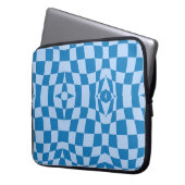 Blue Checkered Pattern Laptop Sleeve (Voorkant Links)