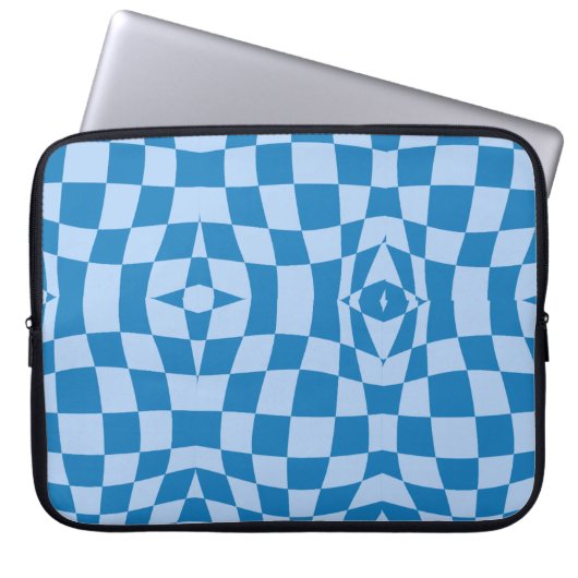 Blue Checkered Pattern Laptop Sleeve (Voorkant)