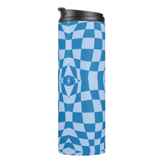 Blue Checkered Pattern Thermosbeker (Geroteerd rechts)