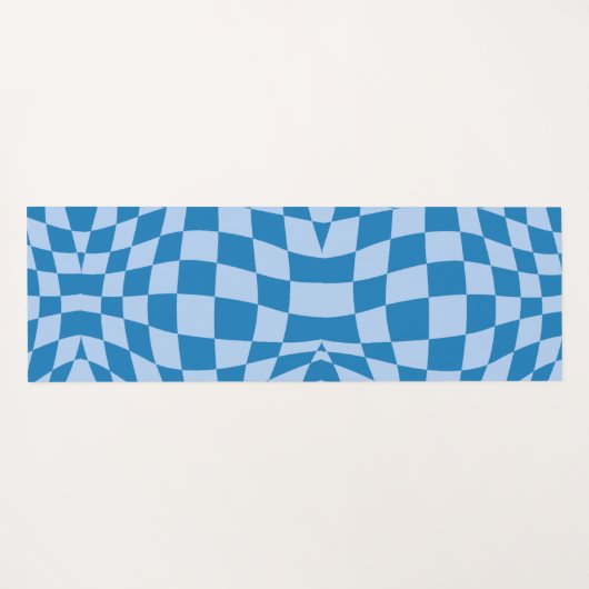 Blue Checkered Pattern Yogamat (Achterkant (horizontaal))