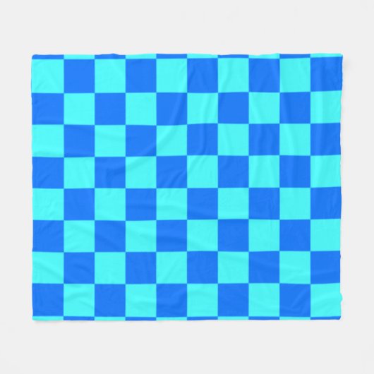 Blue Checkered Square Pattern  Fleece Deken (Voorkant (Horizontaal))