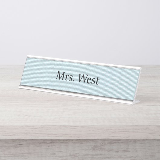 Blue Checkers Naam Bord Bureau Naambordje (Voorkant)