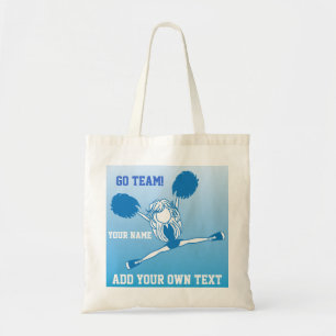 Blue Cheering Silhouette Cheerleader Tote Bag