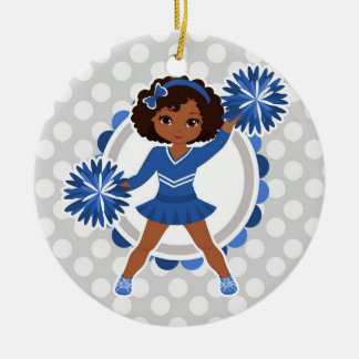 Blue Cheerleader African American - Cute Cheer Keramisch Ornament