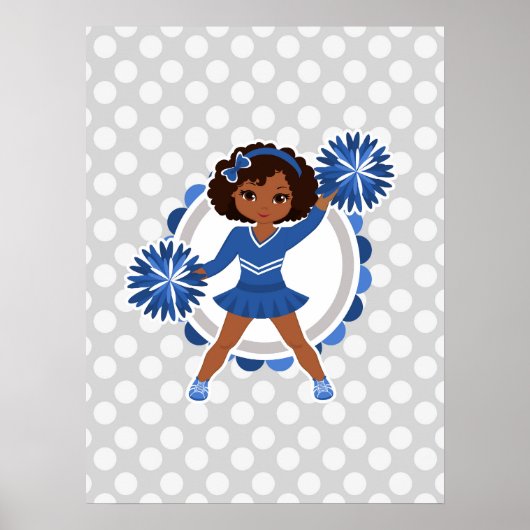 Blue Cheerleader African American - Cute Cheer Poster (Voorkant)