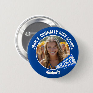 Blue Cheerleader Foto High School Spirit Cheer Ronde Button 5,7 Cm