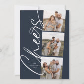 Blue Cheers Eenvoudig Modern Elegant Kerstscript Feestdagenkaart (Voorkant)