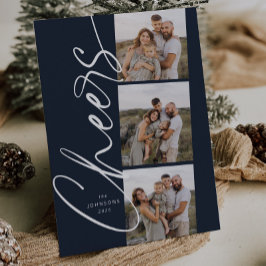 Blue Cheers Eenvoudig Modern Elegant Kerstscript Feestdagenkaart