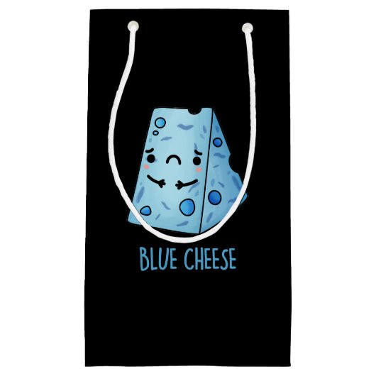 Blue Cheese Funny Sad Pun Dark BG Klein Cadeauzakje (Voorkant)