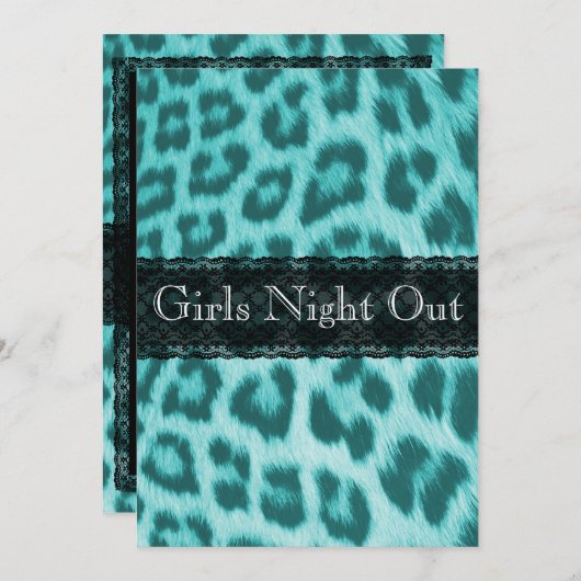 Blue Cheetah Lace Print Bachelorette Party Kaart (Voorkant / Achterkant)