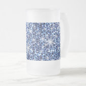 Blue Cheetah Sparkles Frosted Glass Beer Mok (Voorkant rechts)