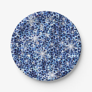 Blue Cheetah Sparkles Papieren Bordje