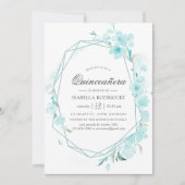 Blue Cherry Blossom Geometric Spring Quinceañera Kaart (Voorkant)