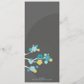 Blue Cherry Blossom Sakura Tortelduifjes Wedding Menu (Achterkant)