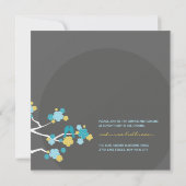 Blue Cherry Blossom Tortelduifjes Wedding Invite Kaart (Achterkant)