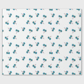 Blue Cherry Pattern Cadeaupapier (Vlak)