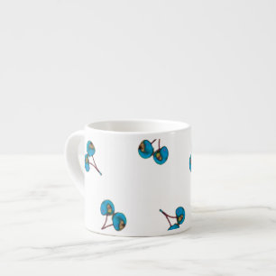 Blue Cherry Pattern Espresso Kop
