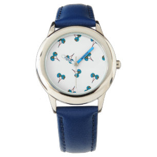 Blue Cherry Pattern Horloge
