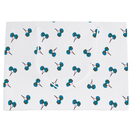 Blue Cherry Pattern Large Cadeautasje (Voorkant)