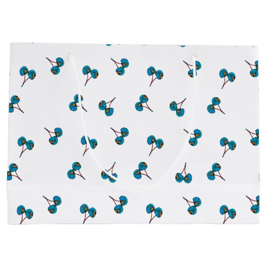 Blue Cherry Pattern Large Cadeautasje (Achterkant)