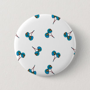 Blue Cherry Pattern Ronde Button 5,7 Cm