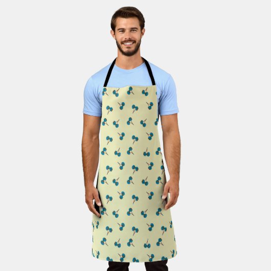 Blue Cherry Pattern Schort (Gedragen)