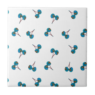 Blue Cherry Pattern Tegeltje
