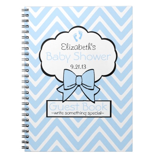 Blue Chevron Baby shower Guest Book- Notitieboek (Voorkant)