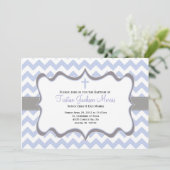 Blue Chevron Baptism Invitation Kaart (Staand voorkant)
