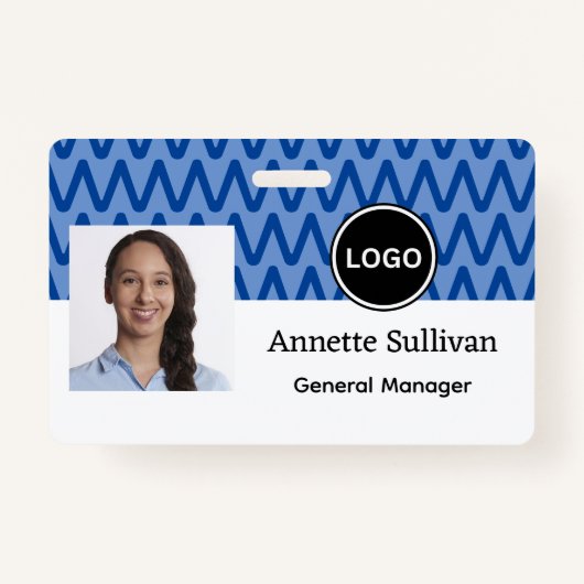 Blue Chevron | Bedrijfs Logo- en streepjescode | W Badge (Voorkant)